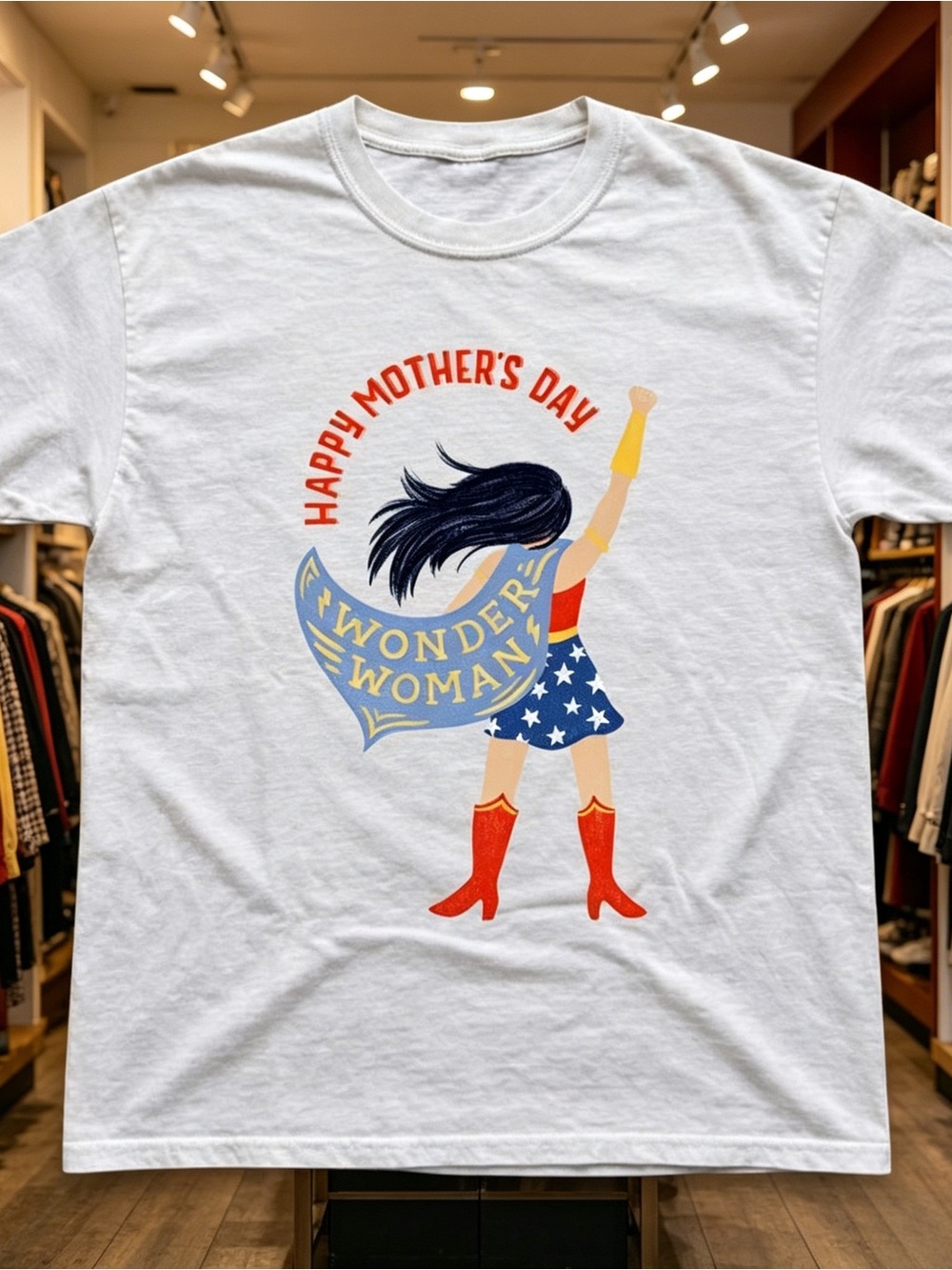Happy Mother’s Day Wonder Woman Graphic Tee White Unisex White T-shirt